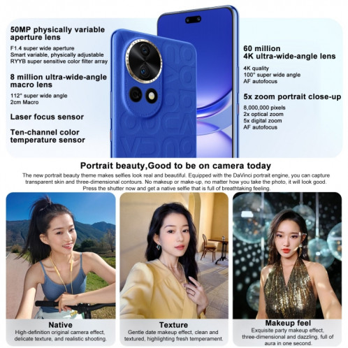 Huawei nova 12 Ultra, 12 Go + 1 To, identification par empreinte digitale à l'écran, HarmonyOS 4.0 Octa Core de 6,76 pouces, réseau : 4G, NFC, OTG, ne prend pas en charge Google Play (bleu) SH602C771-010